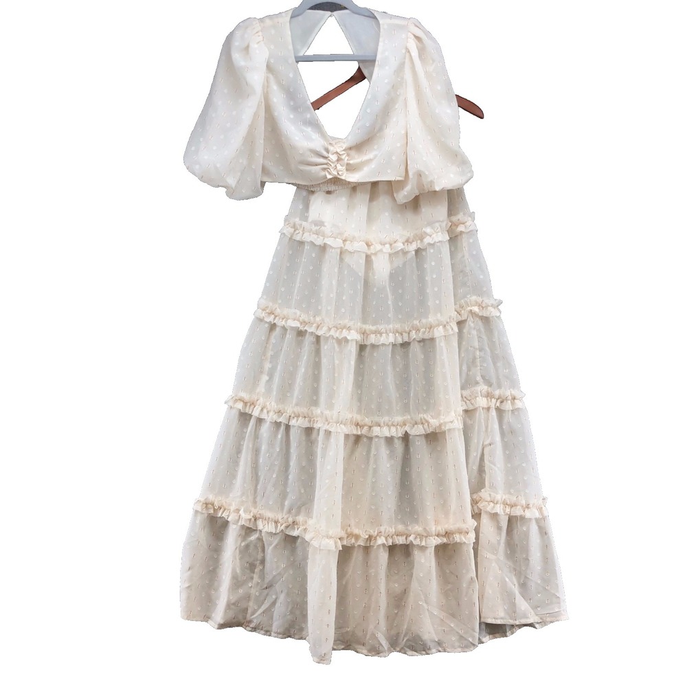 AFRM Emily Top Sabina Skirt Outfit Womens Small Gardenia Ivory Fairy Romantic